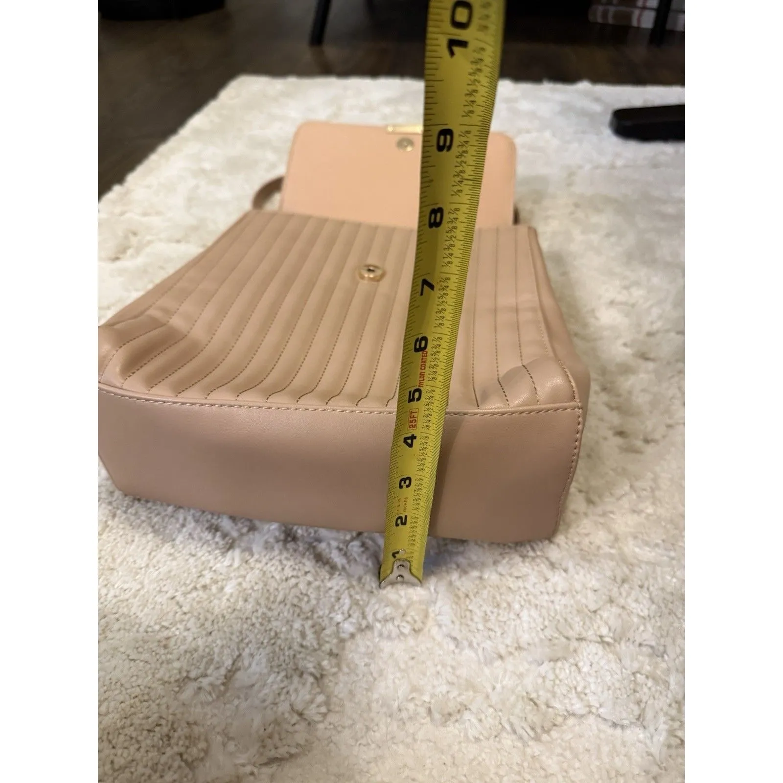 A New Day Quilted Women's Backpack Nude Blush Color Handbag Purse Satchel - Image 5