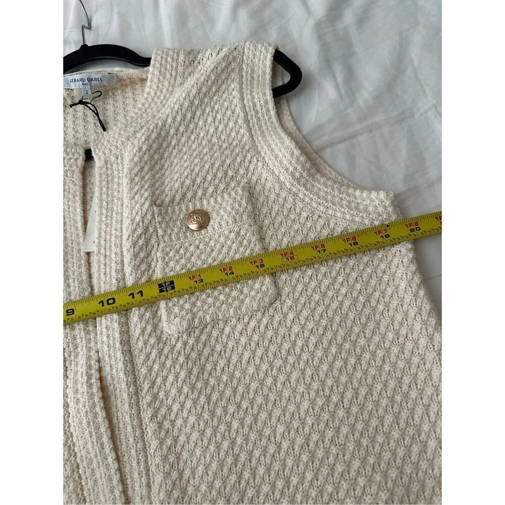 NWT Gerard Darel Womens Lizzy Cream Cotton Knitted Vest Size 2/M - Image 5