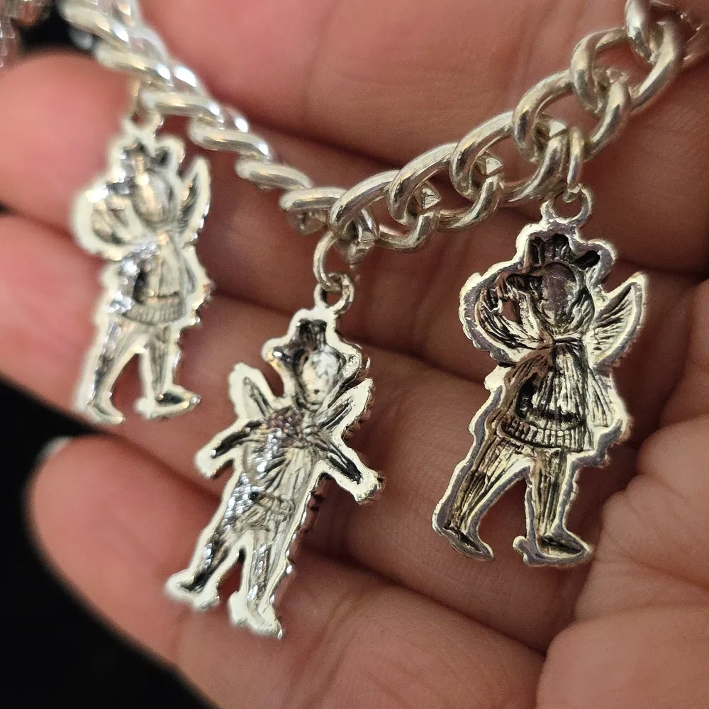 Vintage Silver Charm Bracelet Cowboy And Cowgirl Angel Charms - Image 7