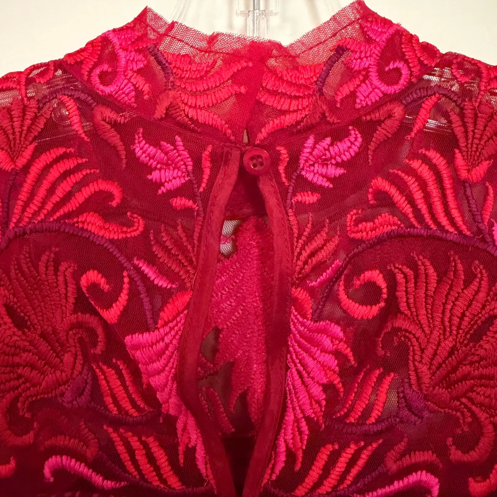 Anthropologie Niki‎ Mahajan Amara Swing Dress Women's 0 Burgundy Red Party Boho - Image 7