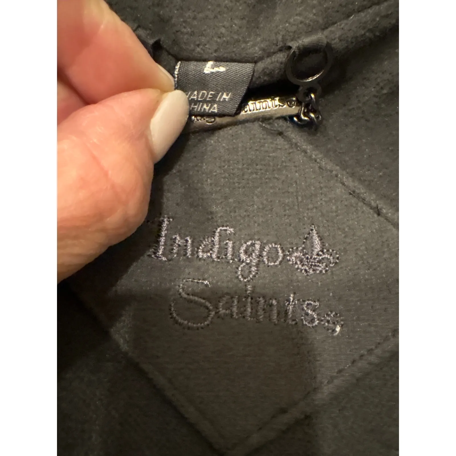 Indigo Saints Women's Gray Belted Fleece Coat L lime Green satin like lining Size L - Image 4