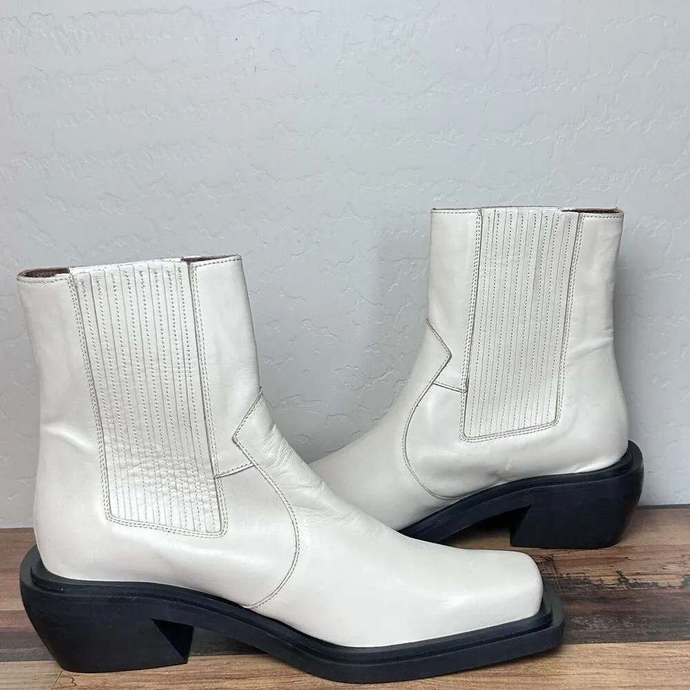 alohas shoes Women's EU 41 US 10 Cream White Ranch Western Boots Chelsea Leather - Image 5