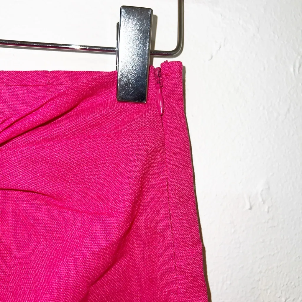 Lulus hot pink gathered twist front womens cotton linen and polyester mini skirt - Image 3