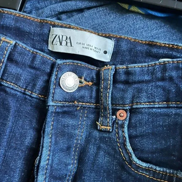 ZARA Woman JEANS | ZW THE DREED FLARE CROPPED JEANS Blue |‎ 9863/040 Size 4 - Image 8