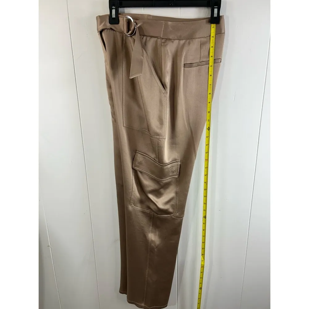 Jonathan Simkhai Carolina Satin Cargo Pant in Nutmeg. Size 4. *with Flaw* - Image 8