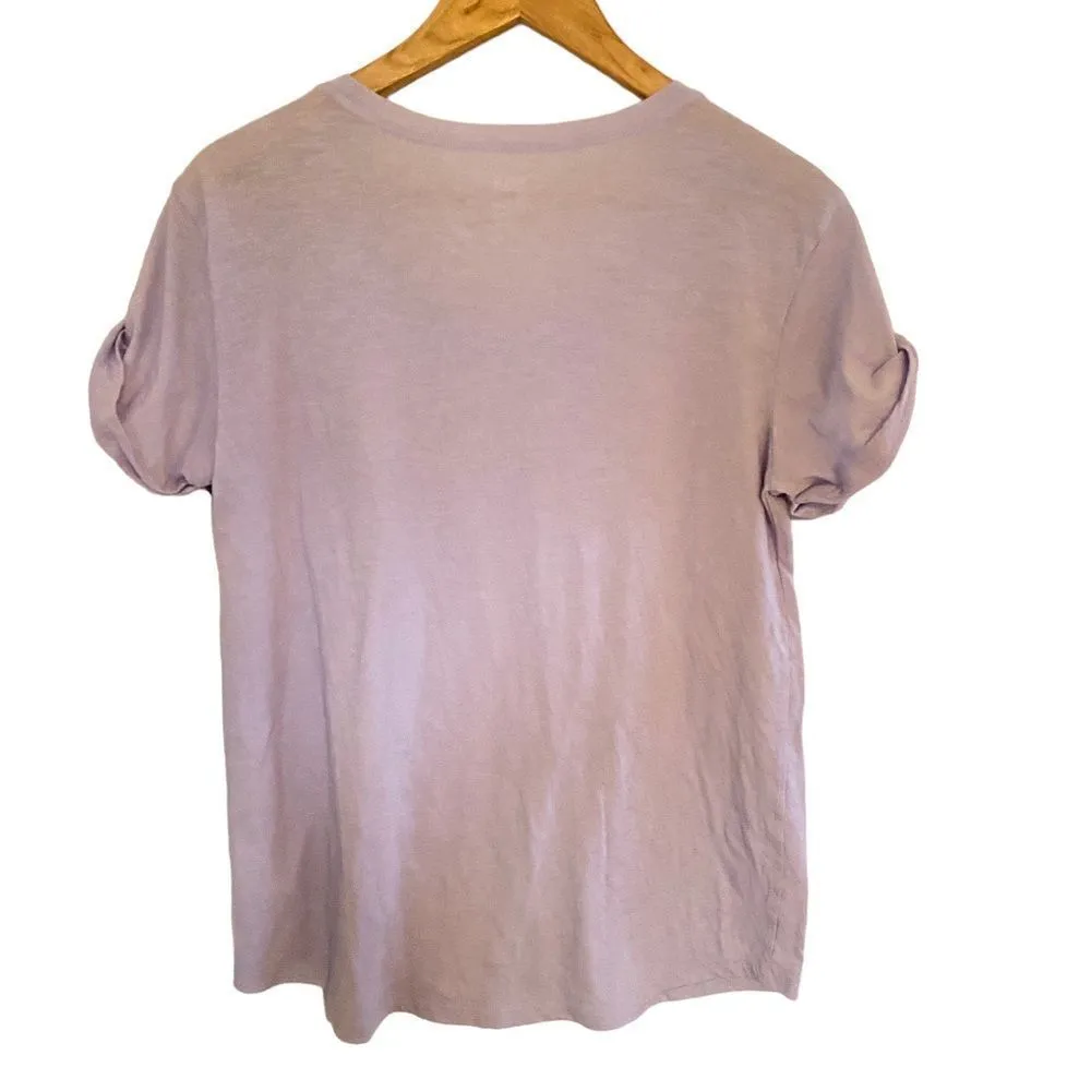 A.n.a. A new approach short sleeve cuffed crew neck love happy medium purple - Image 4