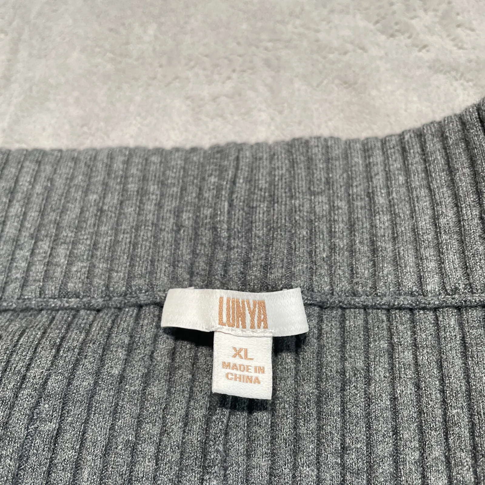 Lunya CottonSilk Ribbed Leggings Womens XL Grey Quiet Luxury Sleepwear Cozy Soft Gray - Image 3