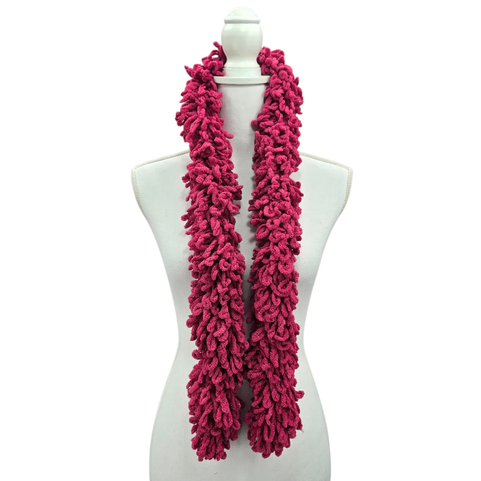 Y2K Girly Grunge Pink Funky Textured Quirky Whimsical Cozy Wrap Shawl Scarf OS - Image 4