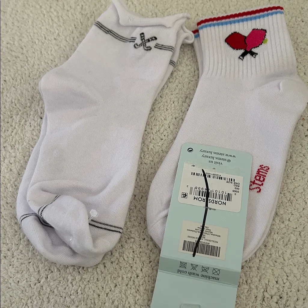 STEMS bundle of TWO crew socks 1)Golf Lettuce Edge 2) pickleball racket socks White - Image 8