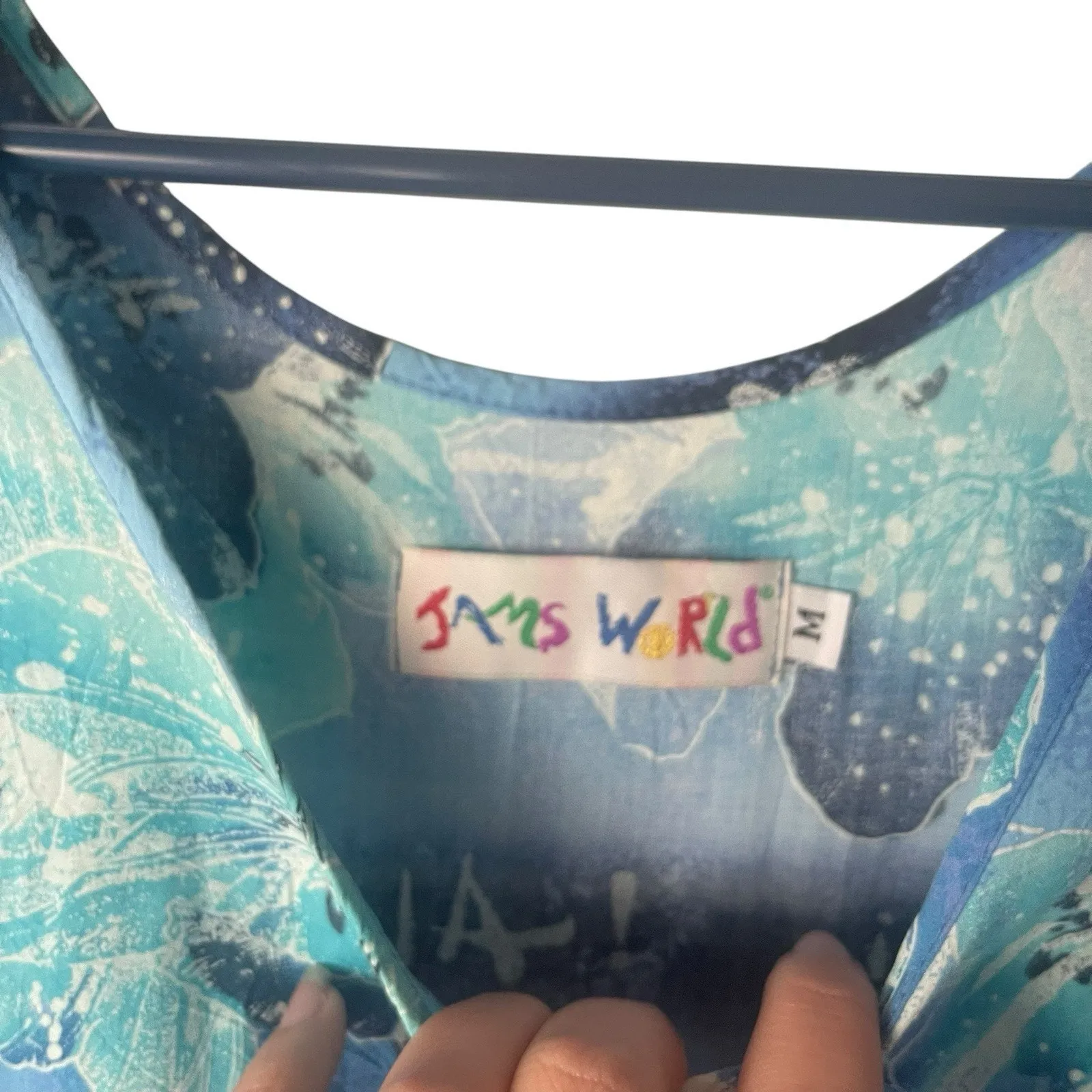 Jams World Vintage 90s Size Medium Blue Hawaii Hibiscus Floral Maxi Dress‎ - Image 4