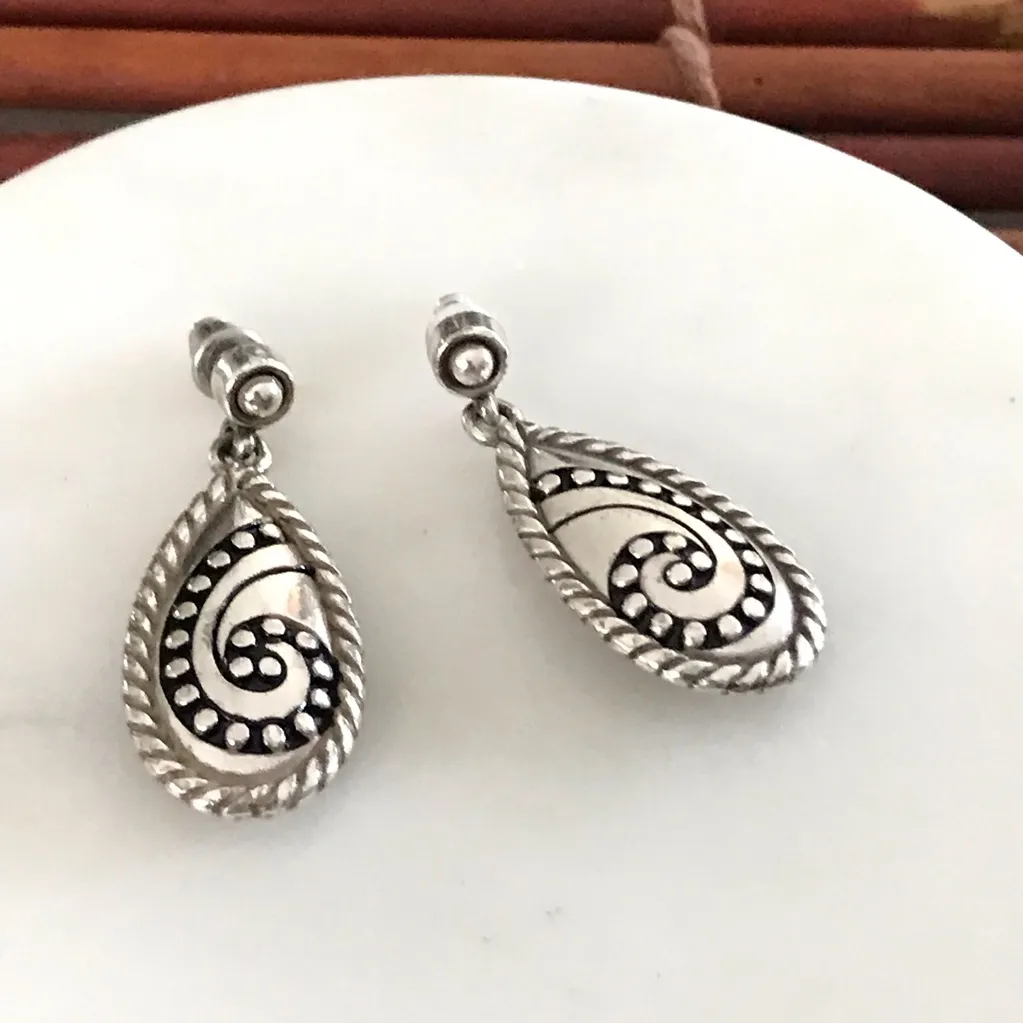 Brighton Teardrop Silver Swirl Post Earrings - Image 2
