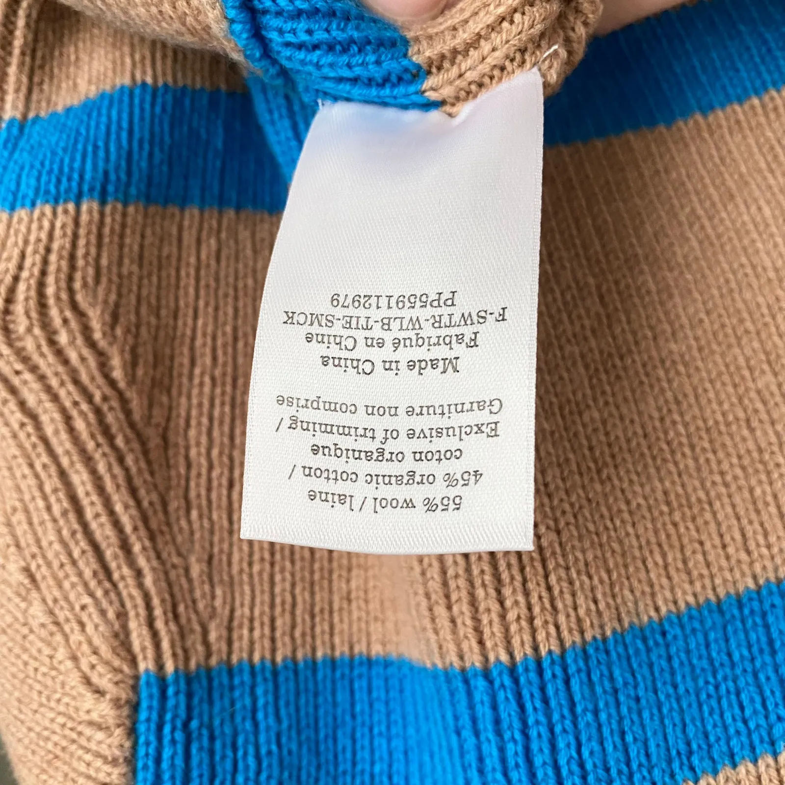 Everlane Lace Up Wool Cotton Striped Sweater - Image 3