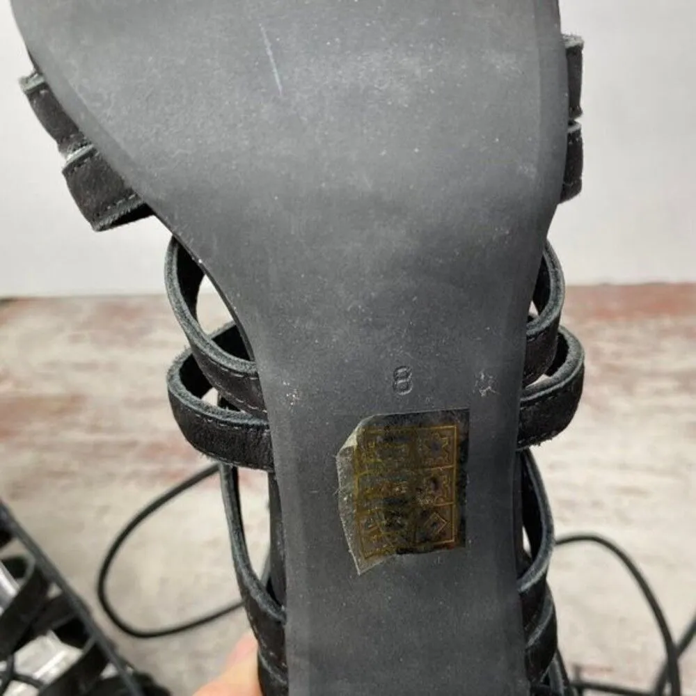 Jeffrey Campbell Stockard Black suede lace up heels 8 Square toe - Image 6