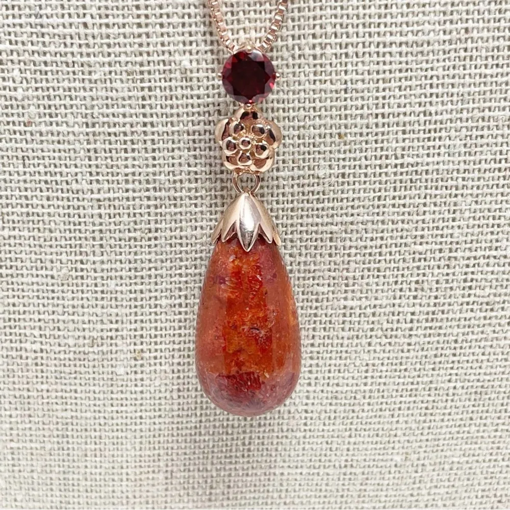 JTV Red Sponge Rose Gold Necklace - Image 3