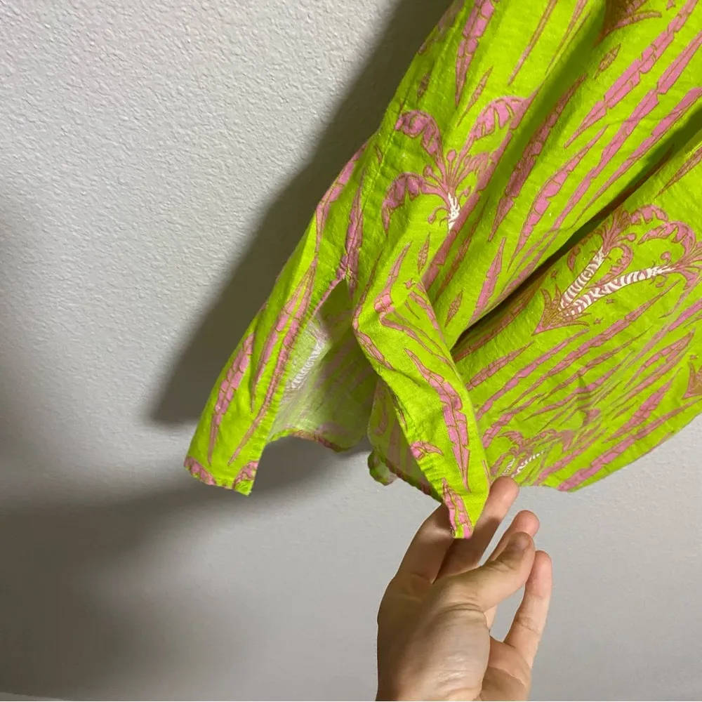 Malabar Bay Green and Pink Botanical Swim Coverup Dress Size M - Image 9