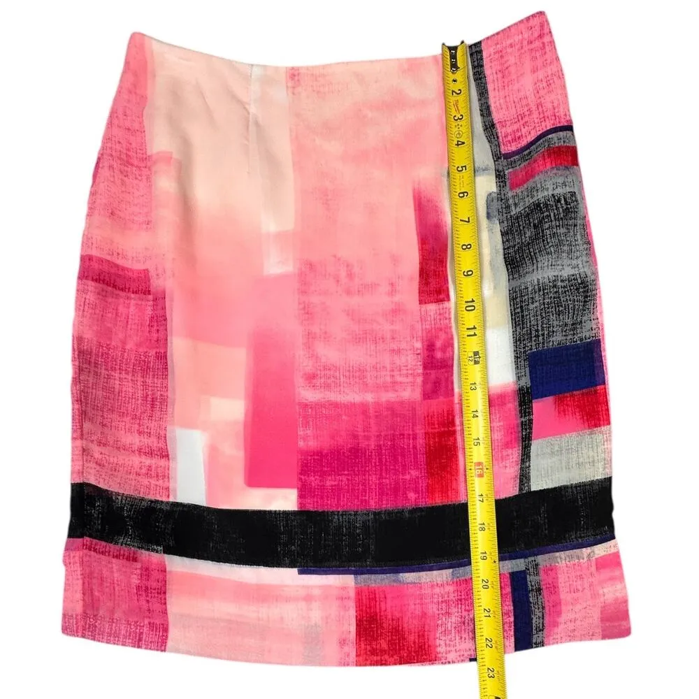 White House Black Market Watercolor Print Skirt Size 10 Abstract Colorblock Mini - Image 2
