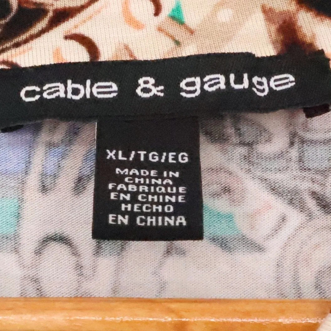 Cable Gauge Baroque Scarf Print Sleeveless Top Womens Leopard Stretch Size XL - Image 2