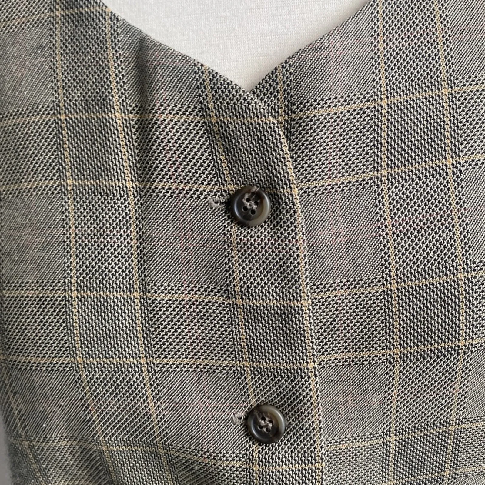 VINTAGE DAVID BROOKS Plaid Suit Women’s Size 10 Tan Glen Plaid Vest Trouser - Image 4