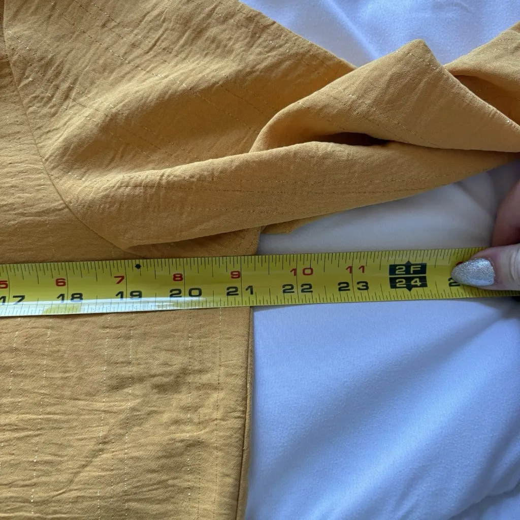 Womens Size Medium Yellow Blouse Long Sleeve Button Up Officechic Corpcore City - Image 5