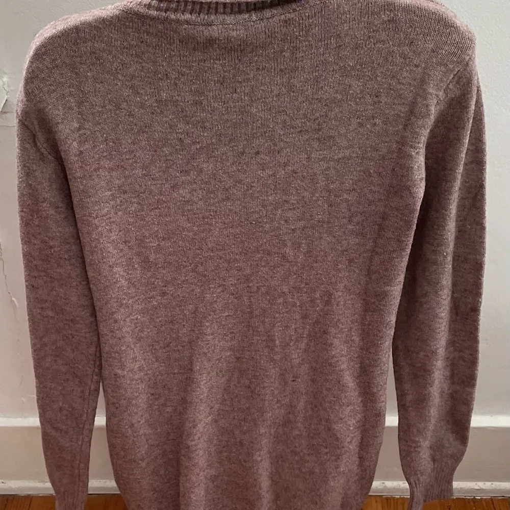 Wool blend brown cable knit turtleneck sweater dress with pockets, size M preppy Size M - Image 2