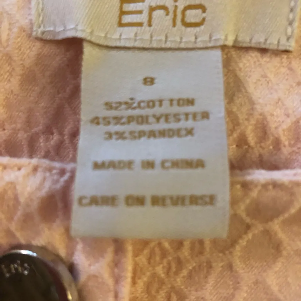 ERIC Womens Skinny Pants Size 8 Pale Peach Snake Skin Fabric Design Zip NWOT - Image 11