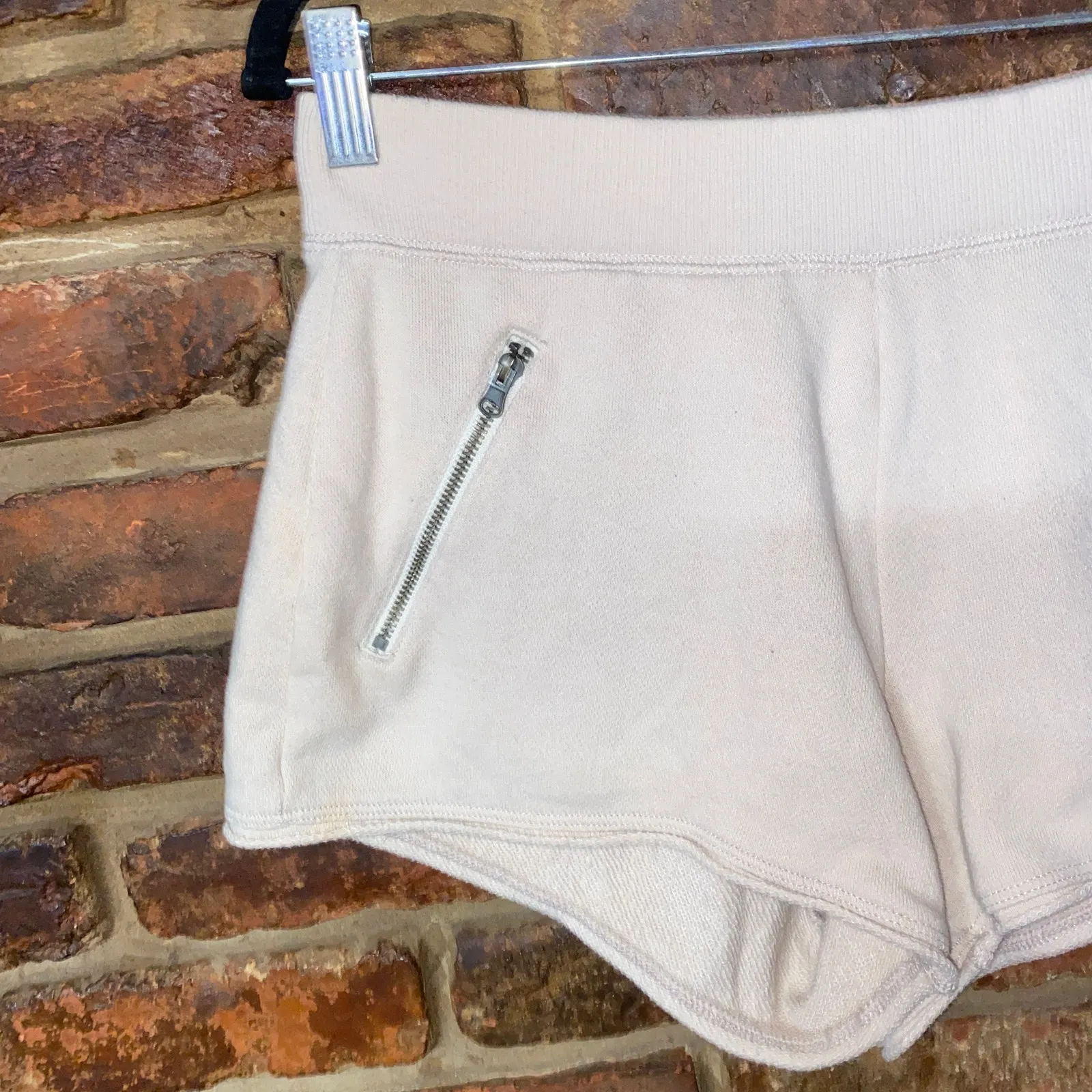 Aerie Cream French Terry Cloth Zip-Pocket Sweat Shorts Women's Size Small - Image 2