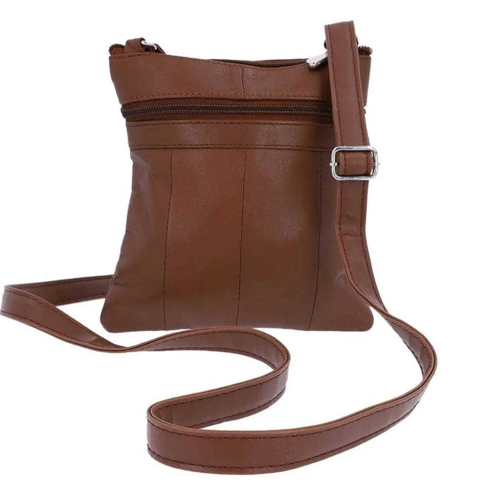 NEWAGE Crossbody Leather Sling Bag Brown - Image 2