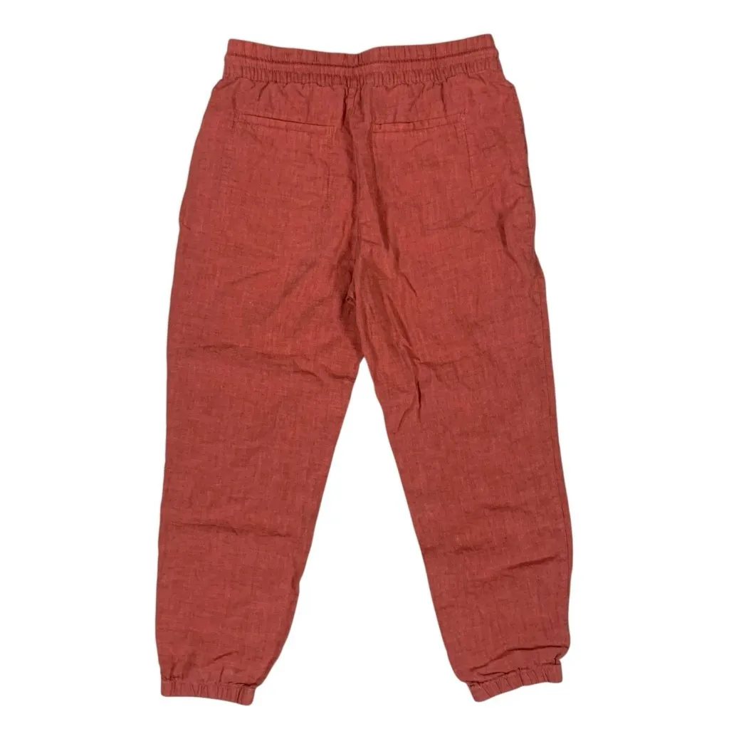 Athleta‎ Rust Linen Jogger Pants 8 High Rise Elastic Waist Sustainable Casual - Image 3