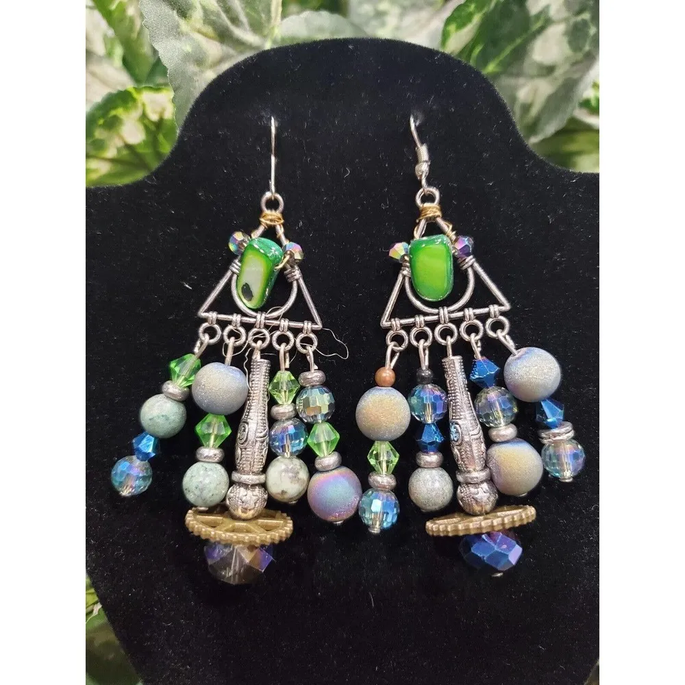 Women's Custom Design Multicolor Stones Statement Stylish Partywear Earrings Set - Image 12