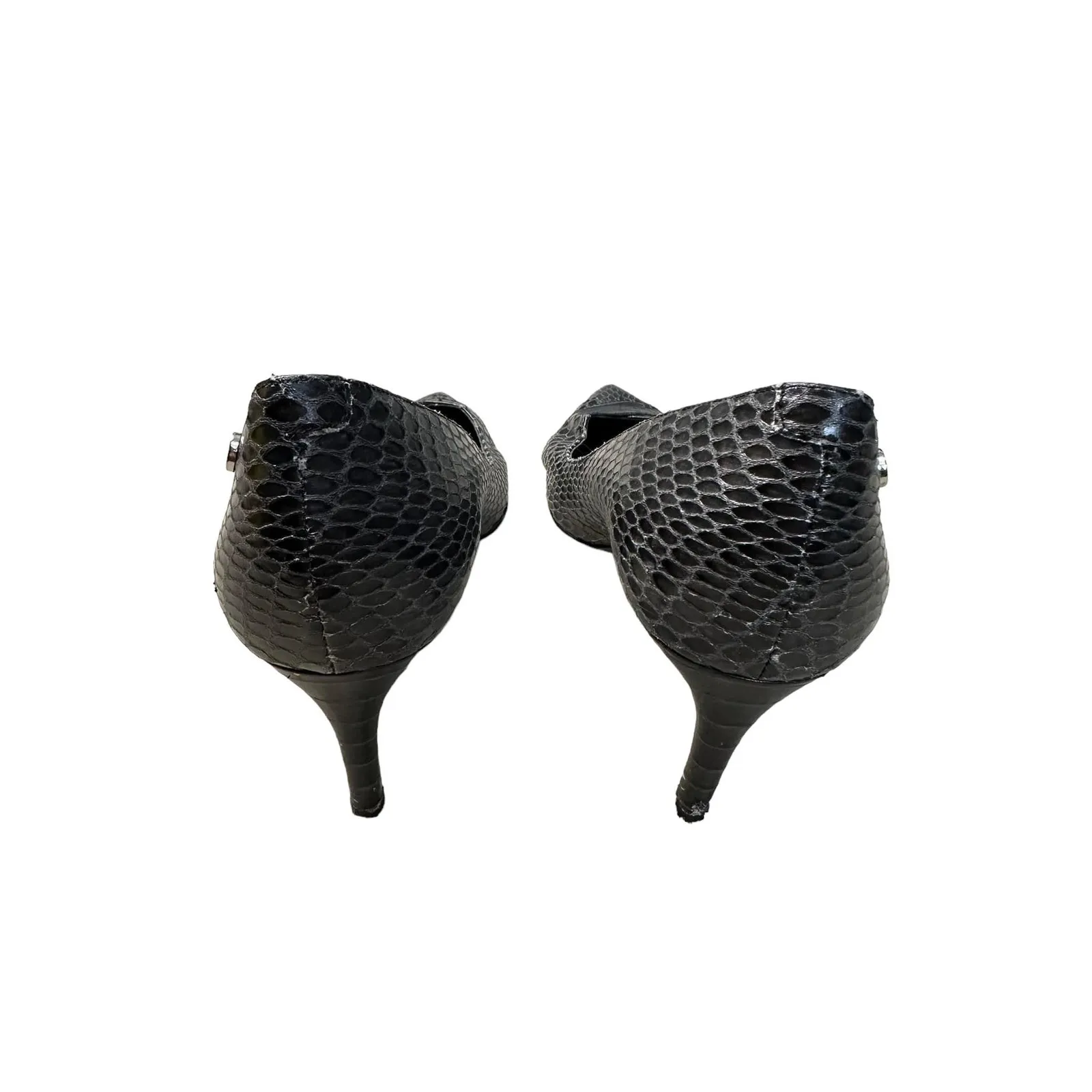 Calvin‎ Klein Size Tasha Women's Black Snakeskin Pointed Toe Pump Heels 8.5 - Image 6