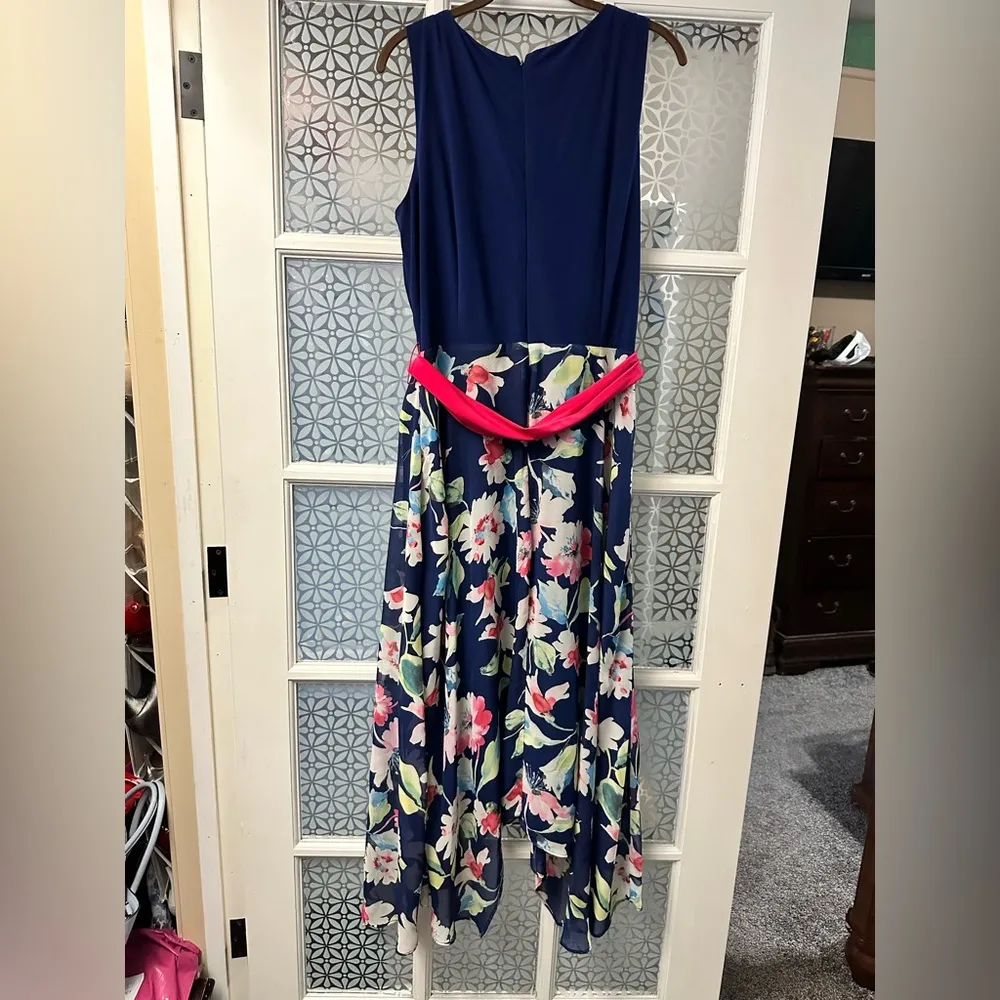 R&K navy sleeveless floral asymmetrical dress 18 - Image 5