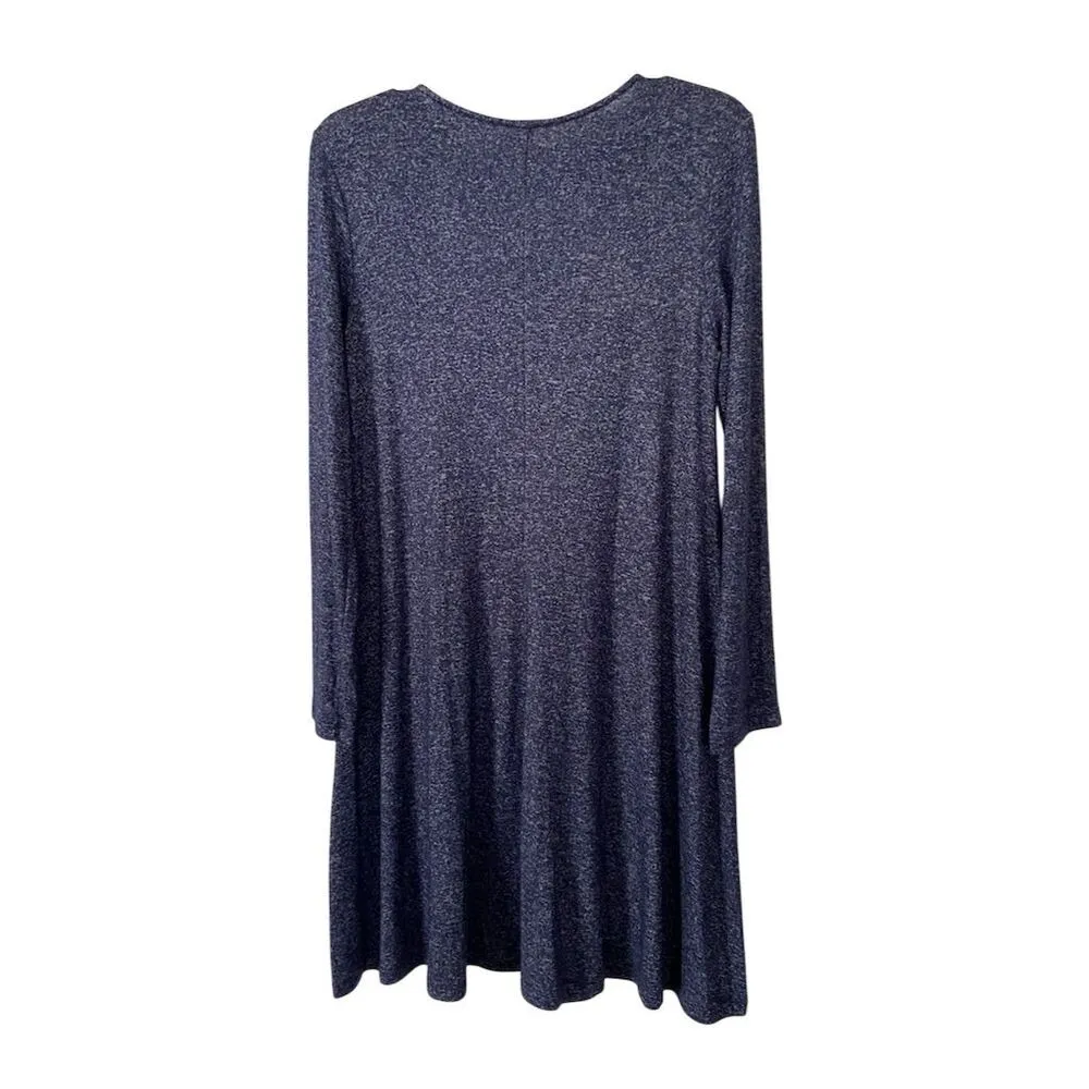 Old Navy Swing Dress Blue Heather Knit Long Sleeve Knee Length Size Small - Image 2