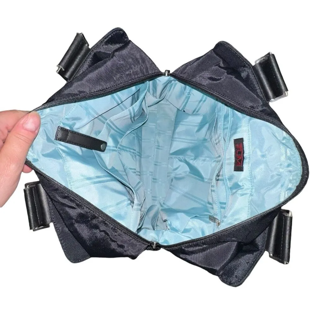 Tumi Black Shoulder Diaper Bag Nylon Pockets Large Full Zip Double Handles Women - Image 7