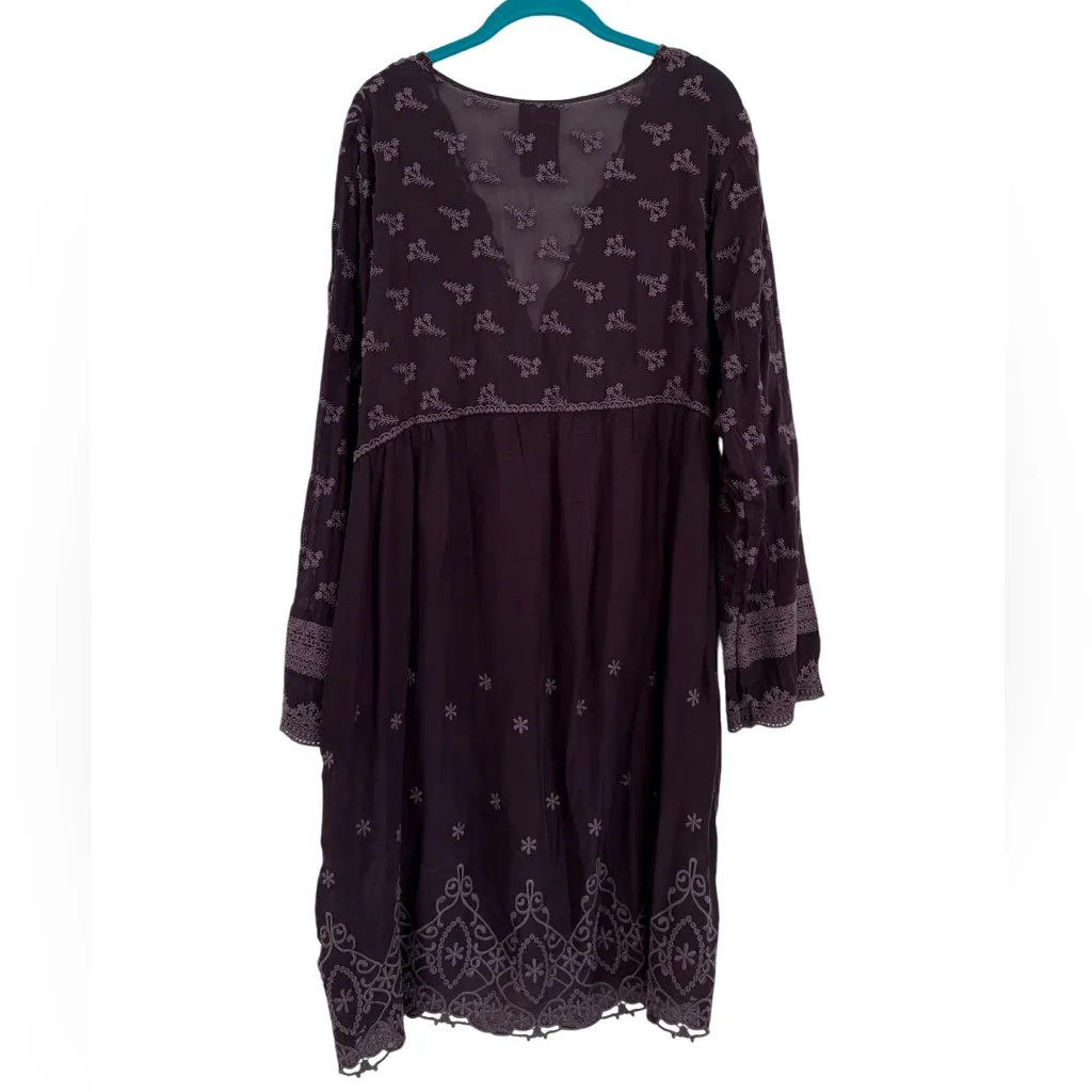 Johnny Was Purple Eggplant Embroidered Lagenlook Tunic Dress Size XL - Image 2