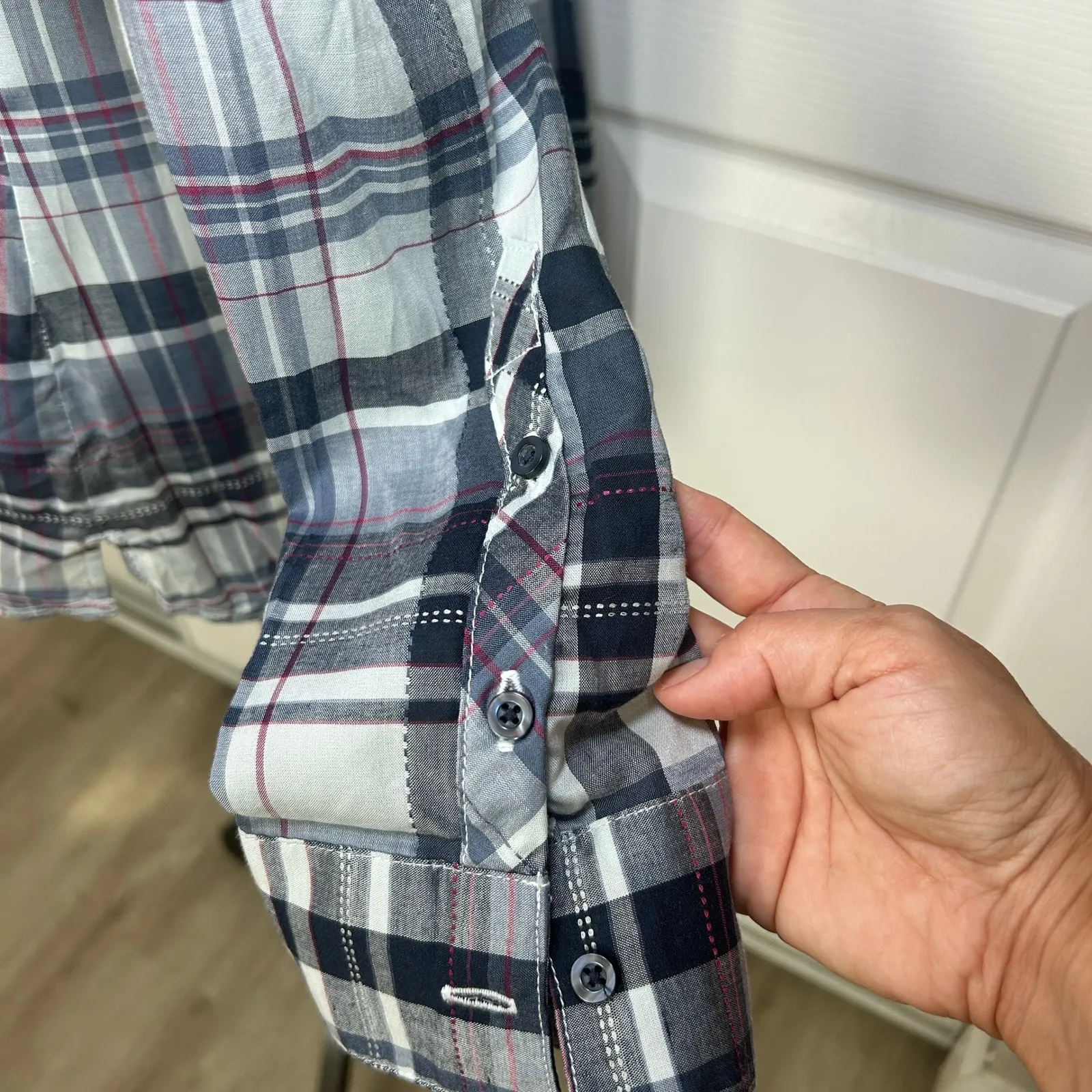 NWT Kuhl Women's Spectra Plaid Shirt Sail Blue Button Up‎ Long Sleeve Top Size L Size L - Image 4