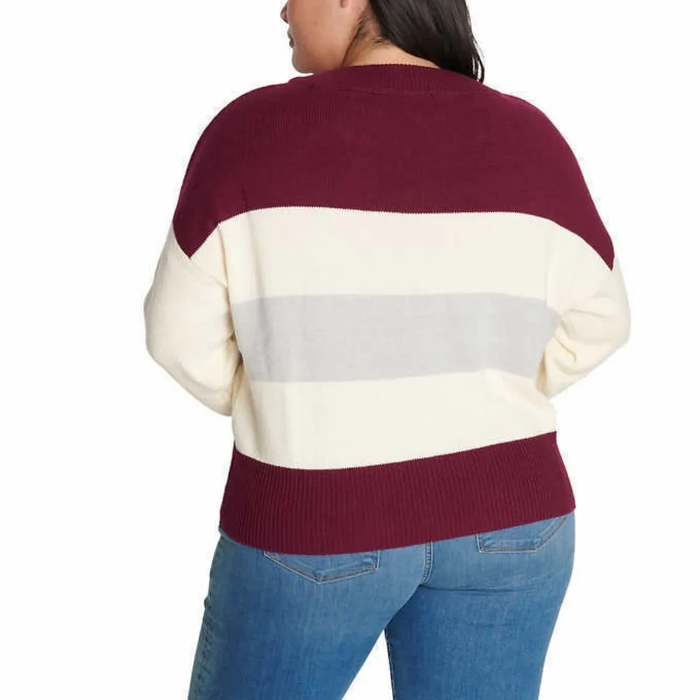 Lucky Brand Ladies' Burgundy Gray Colorblock Sweater NWT Size XL - Image 4