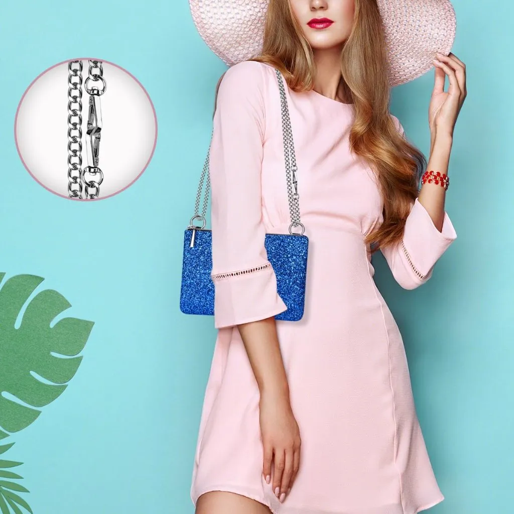 ⚡Women's Blue Sequin Cocktail Glitter Evening Crossbody Shoulder Clutch Handbag - Image 3