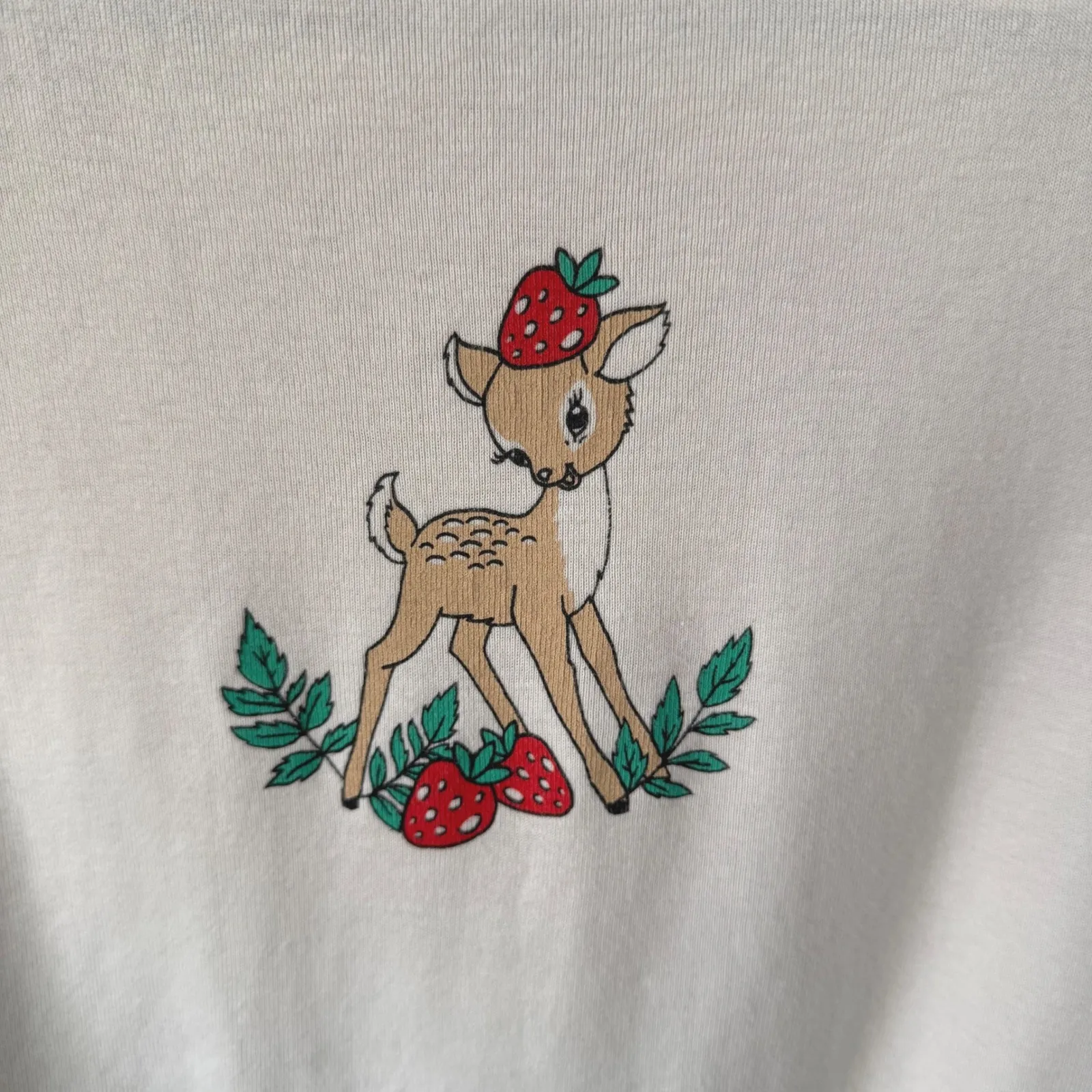 PS/LA‎ Los Angeles California Crop Top Cute Deer Strawberry Graphic Size Medium - Image 4