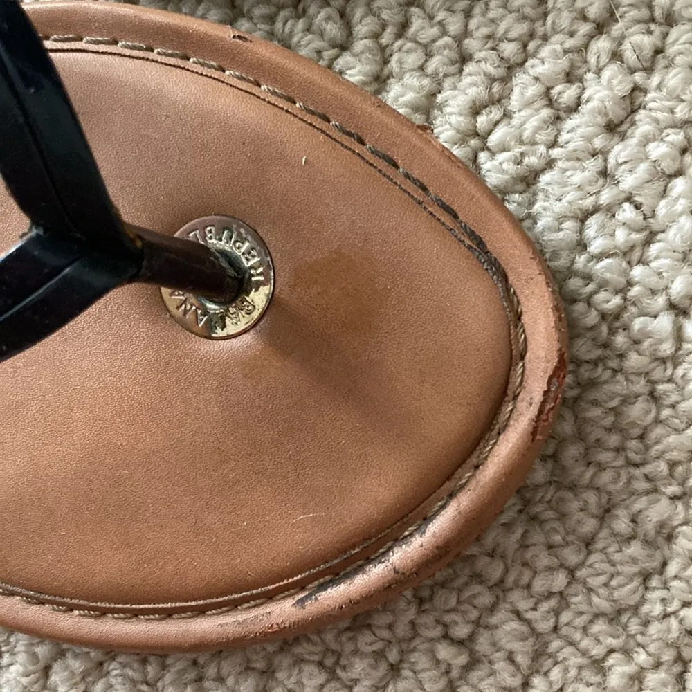 Banana Republic Leather Casual Flip Flops Tan and Blue Sandals Chic Size 8 GUC - Image 7