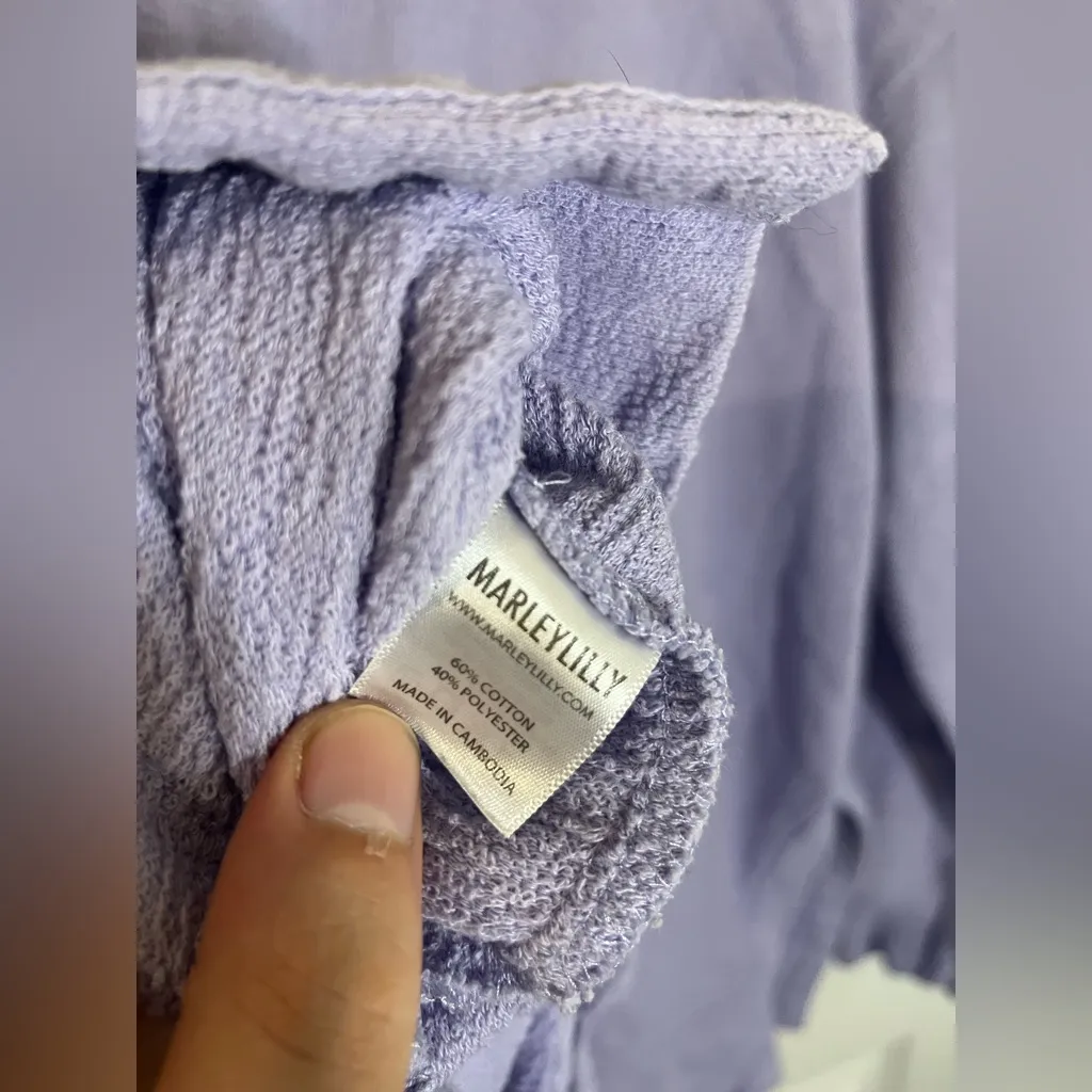Marley Lilly Lilac Cotton Lounge Crewneck Terry Cloth Long Sleeve Top Sz L-XL - Image 15