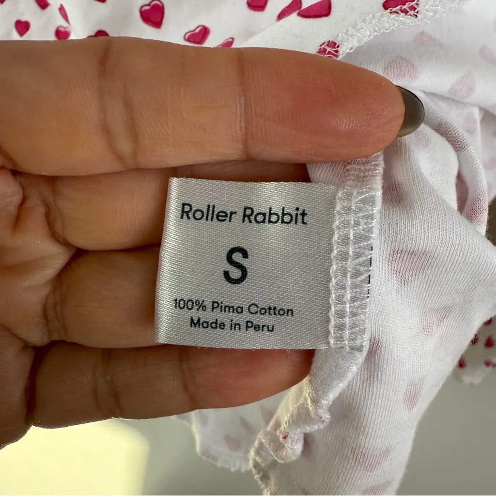 Roller Rabbit Hearts Pajama Top Long Sleeve Women's Size Small Pima Cotton Peru - Image 4
