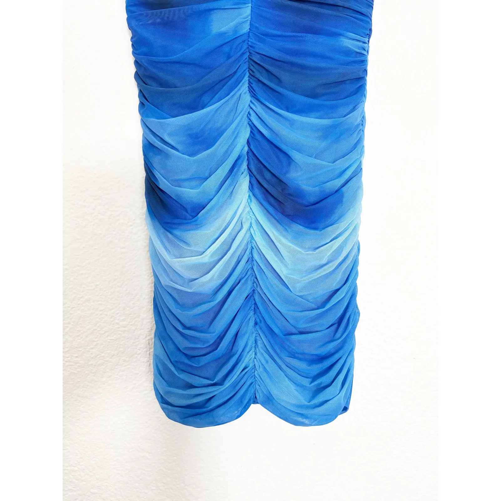 Zara Blue Short Tulle Mini Dress Size Medium Ruched Jersey Strapless 3239/022 - Image 10