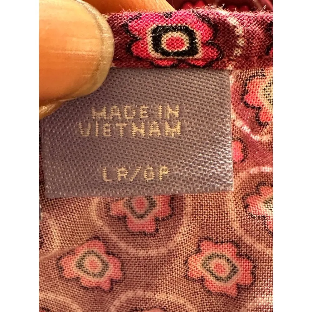 Laura Scott Petite Red & White Floral Print Blouse 3/4 Sleeve Tie Neck Basic - Image 9