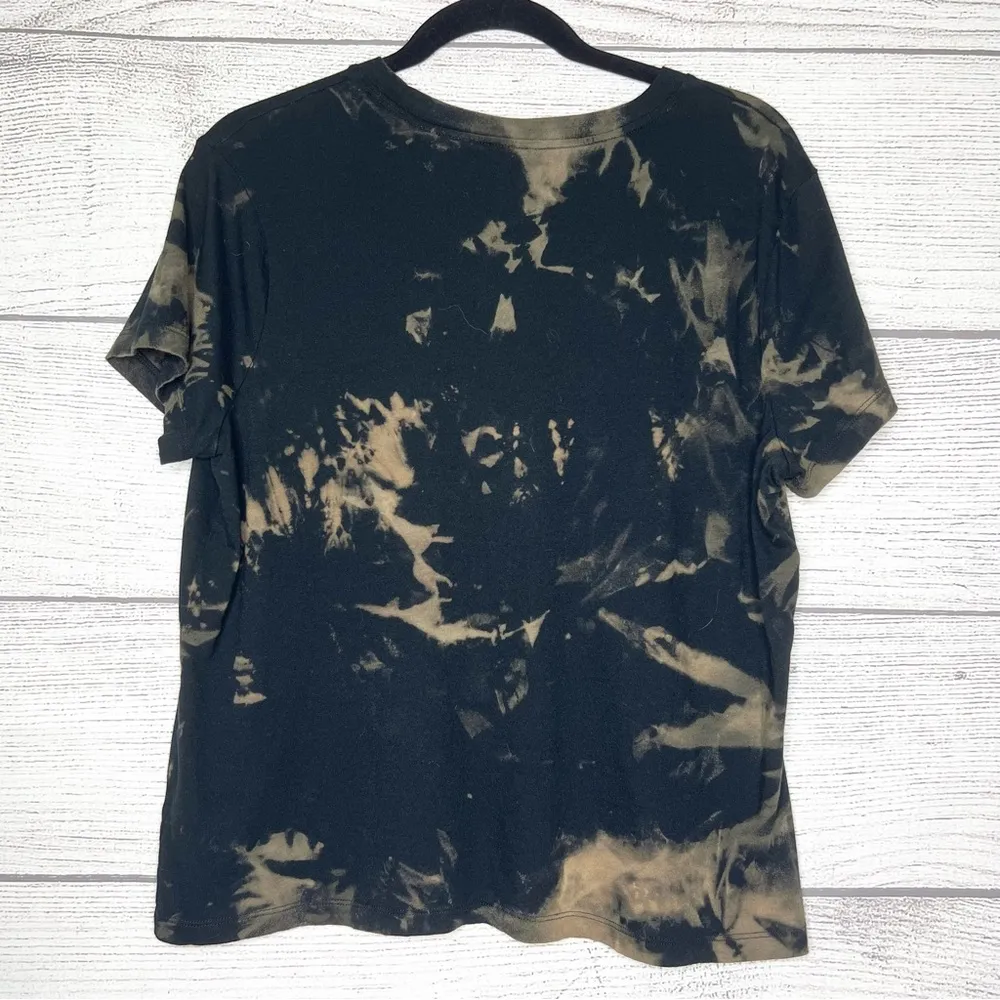 Black Bleached Tye Dye Short Sleeve T-Shirt Women’s Size XL - Image 2