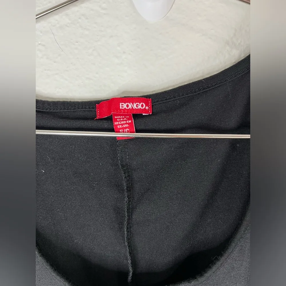 Bongo Black Bodycon Mini Dress Sz Small Ruched Stretch Sleeveless Party Dress - Image 7