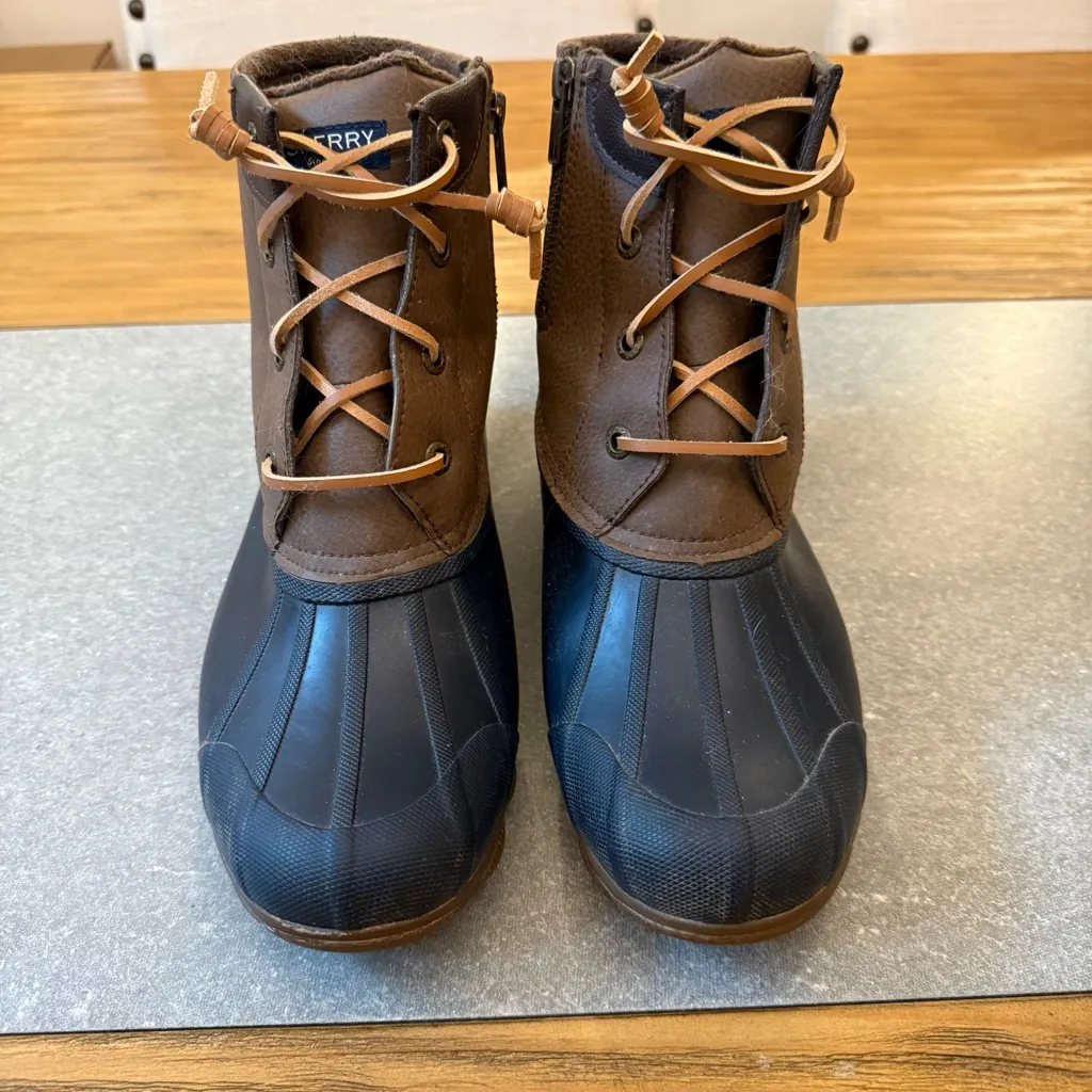 Sperry Top-Sider Saltwater Duck Boots Brown & Navy Blue Women’s Size 8M - Image 5