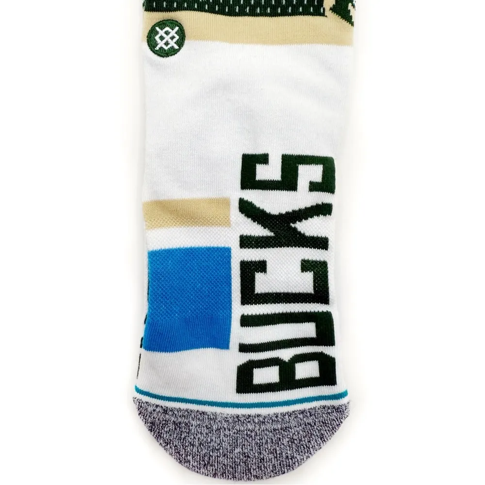 Stance Milwaukee Bucks Shortcut Crew Socks NBA Basketball Small Mens Womens Kids White - Image 4