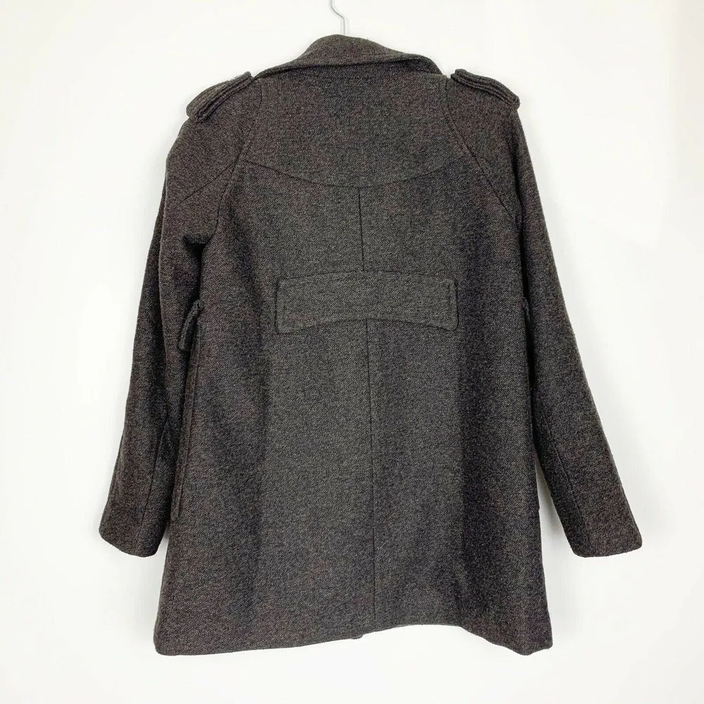 Zara Double Breasted Peacoat Coat Dark Gray Size S - Image 2