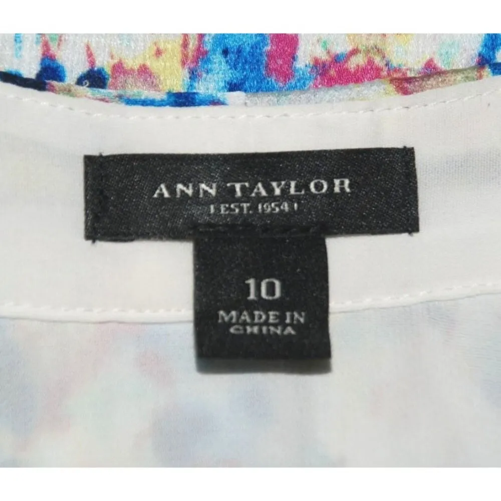 Ann Taylor Blue Ladies Sleeveless Blouse Top Size 10 Ruffle Side Zipper V-Neck - Image 10