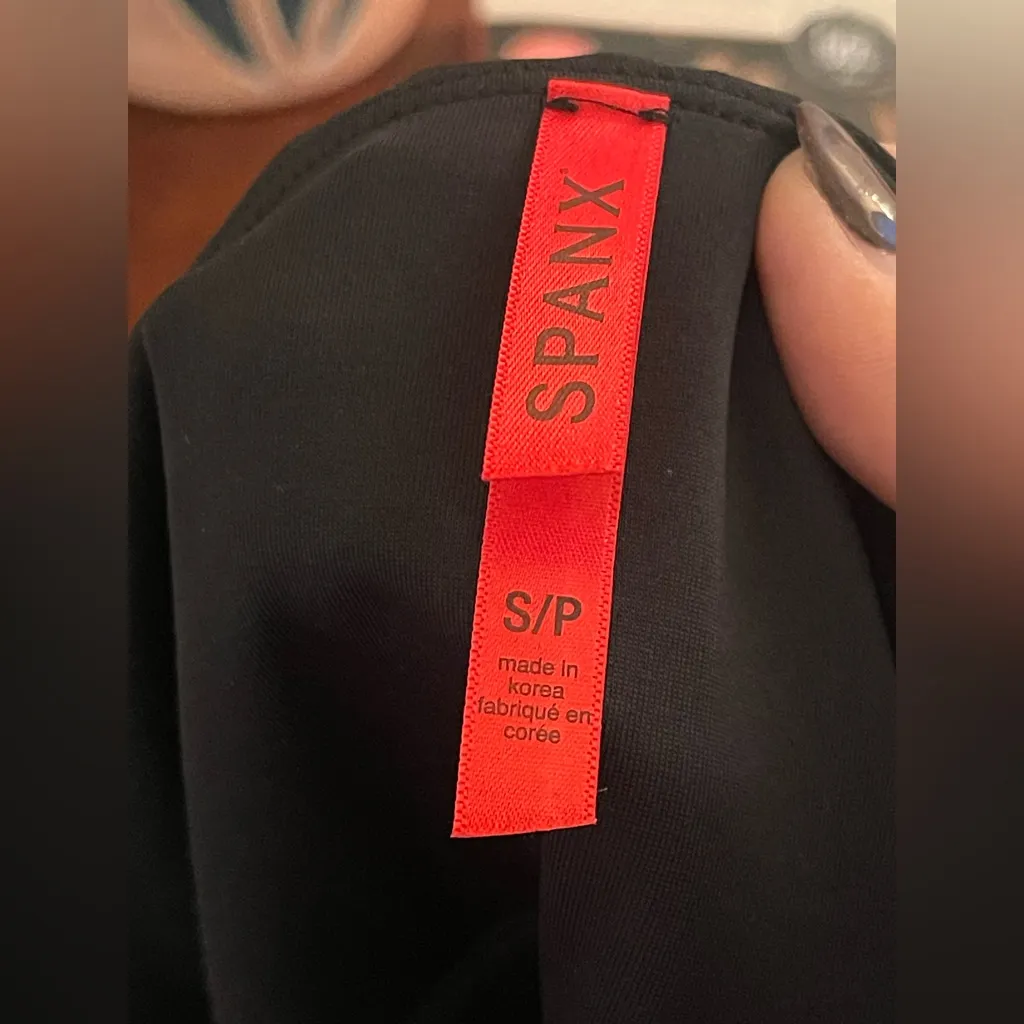 SPANX Black Faux Leather Leggings Women's LNC Edgy Slimming Shapewear Sz S - Image 5